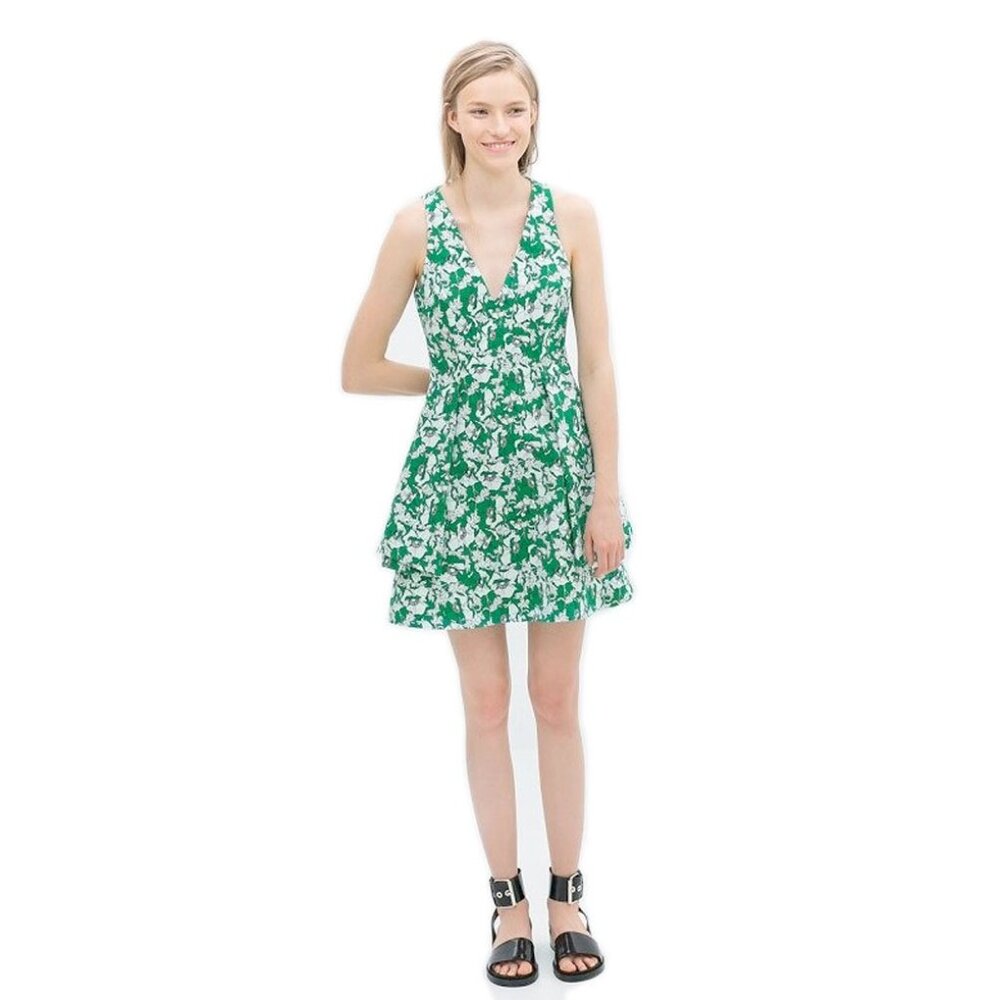 Zara Green Floral Sleeveless Dress
